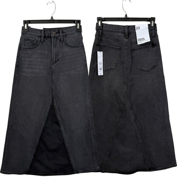 Joe's Tulie Denim Midi Skirt Womens 23 Black With Grace Vintage Stretch $228 NWT - Picture 3 of 15